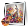 Fille en robe de fleur - peinture au diamant de forme sp&eacute;ciale - 30 * 30cm