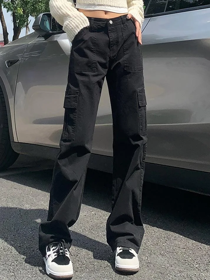 Brownm Low Waist Y2K Straight Leg Pants