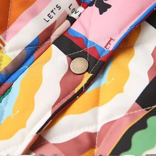 Nigikala Nigikala And Winter New Women's Baseball Collar Print Cotton Jacket Loose Leisure Cotton Coat