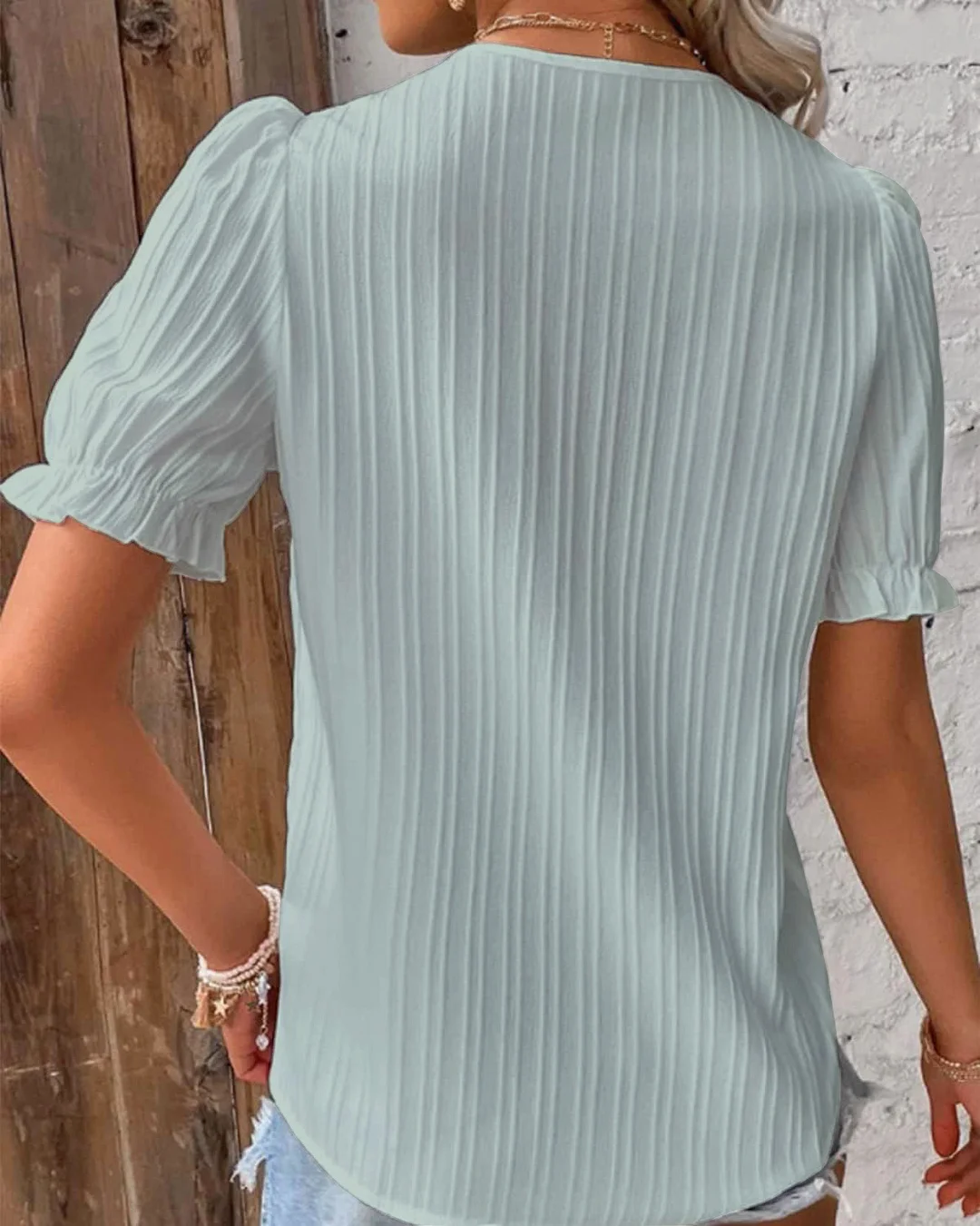 Nigikala Nigikala Summer New Holiday Fashion Hollow Short-Sleeved Women's Shirt