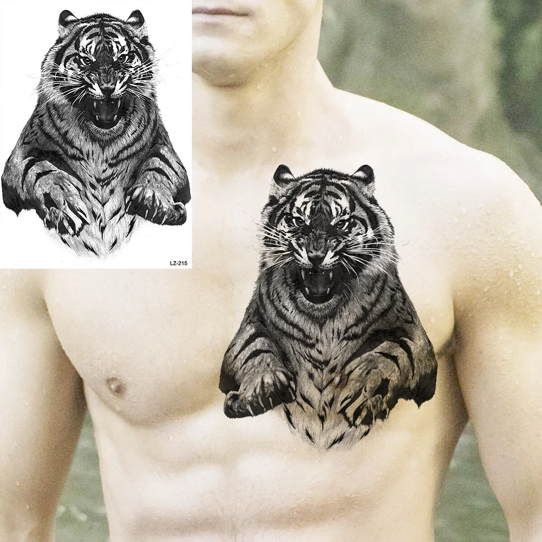 Sdrawing Cuttlefish Skeletion Scary Temporary Tattoos For Men Women Pirate Tiger Skull Totem Fake Tattoo Sticker Tatoos Octopus