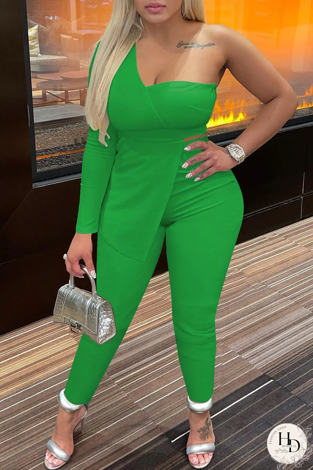 White Sexy Casual Solid Patchwork Backless Asymmetrical One Shoulder Long Sleeve Two Pieces