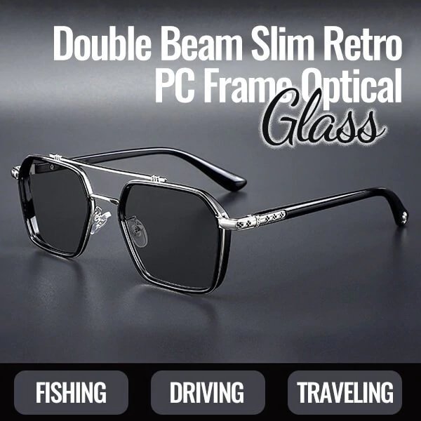 Double Beam Slim Retro PC Frame Optical Sunglasses