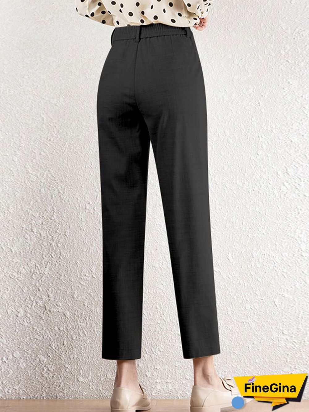 Solid Pocket Pleated Tailored Pants For Women