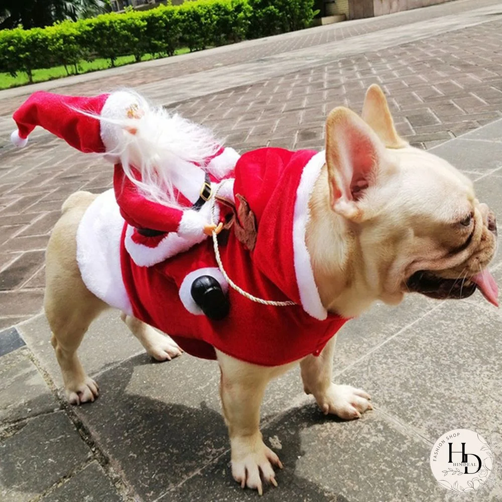 Christmas Pet Dogs Clothes Santa Dog Costumes Funny Pet Outfit Riding Holiday Party Dressing Up Clothing