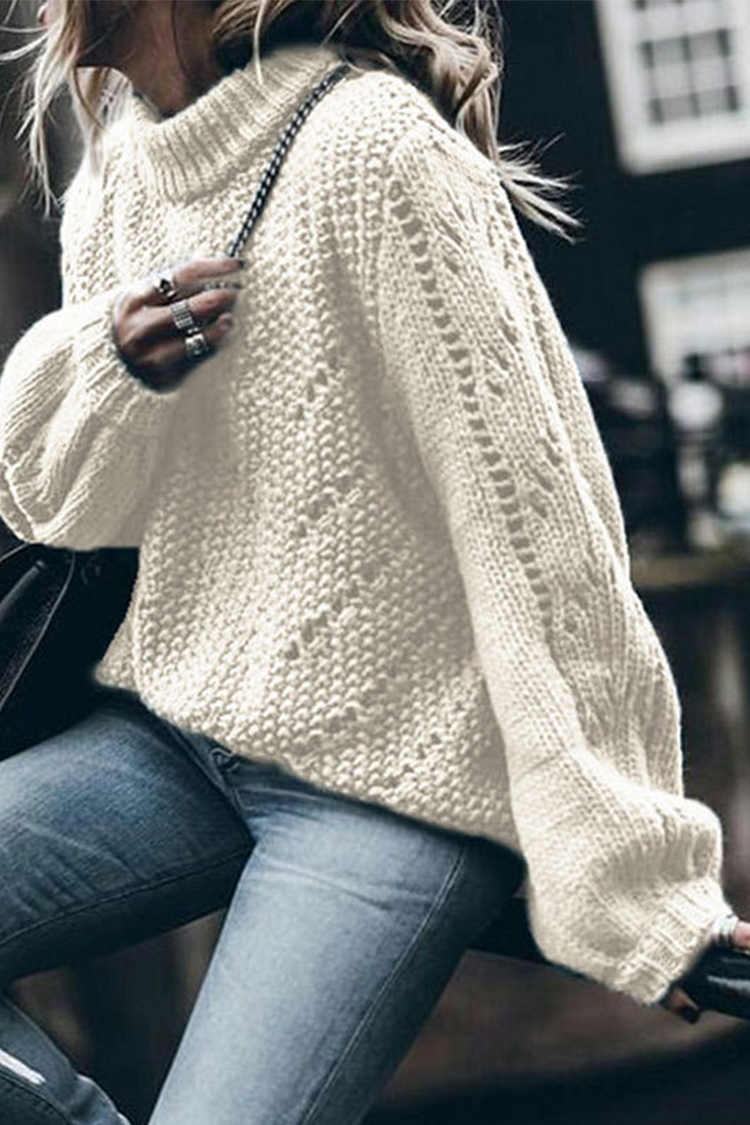 Casual Solid Hollowed Out O Neck Tops Sweater - Life is Beautiful for You - SheChoic
