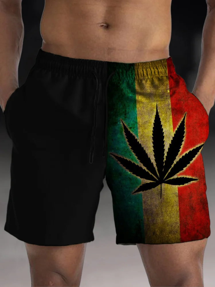 Men's Black Pride Rasta Striped Beach Shorts