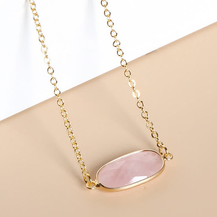 Simple Crystal Healing Gemstone Necklace|Rose Quartz