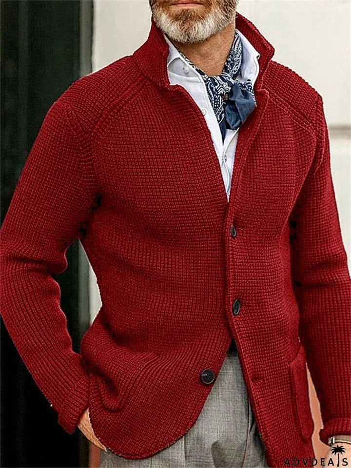Men's Stand Collar Button Up Sweater Cardigans