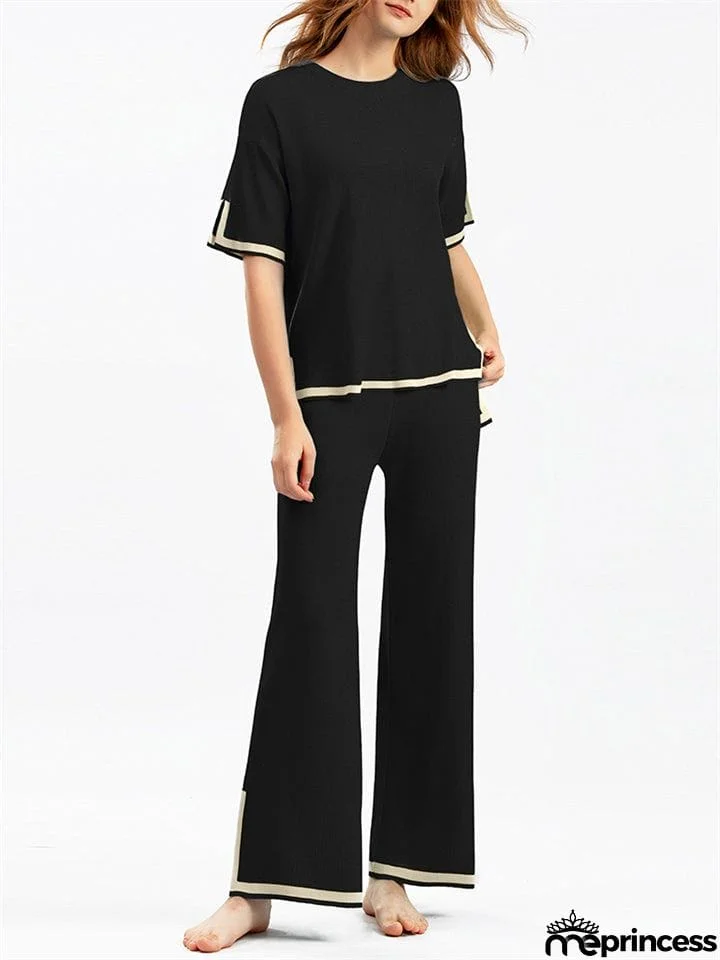 Women's Comfortable Temperament Knitted 2-piece Loungewear Sets