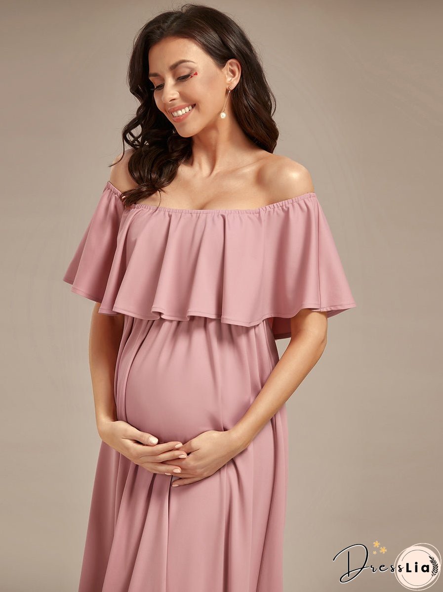 Off Shoulder Pleated A Line Wholesale Maternity Dresses