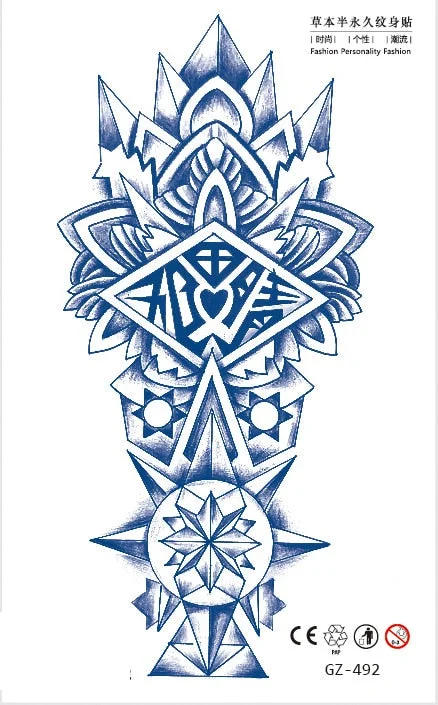 Temporary Tattoo Stickers Love Creative Geometry Totem Juice Ink Lasting Waterproof Sexy Girl Arm Face Neck Realistic Fake Tatoo