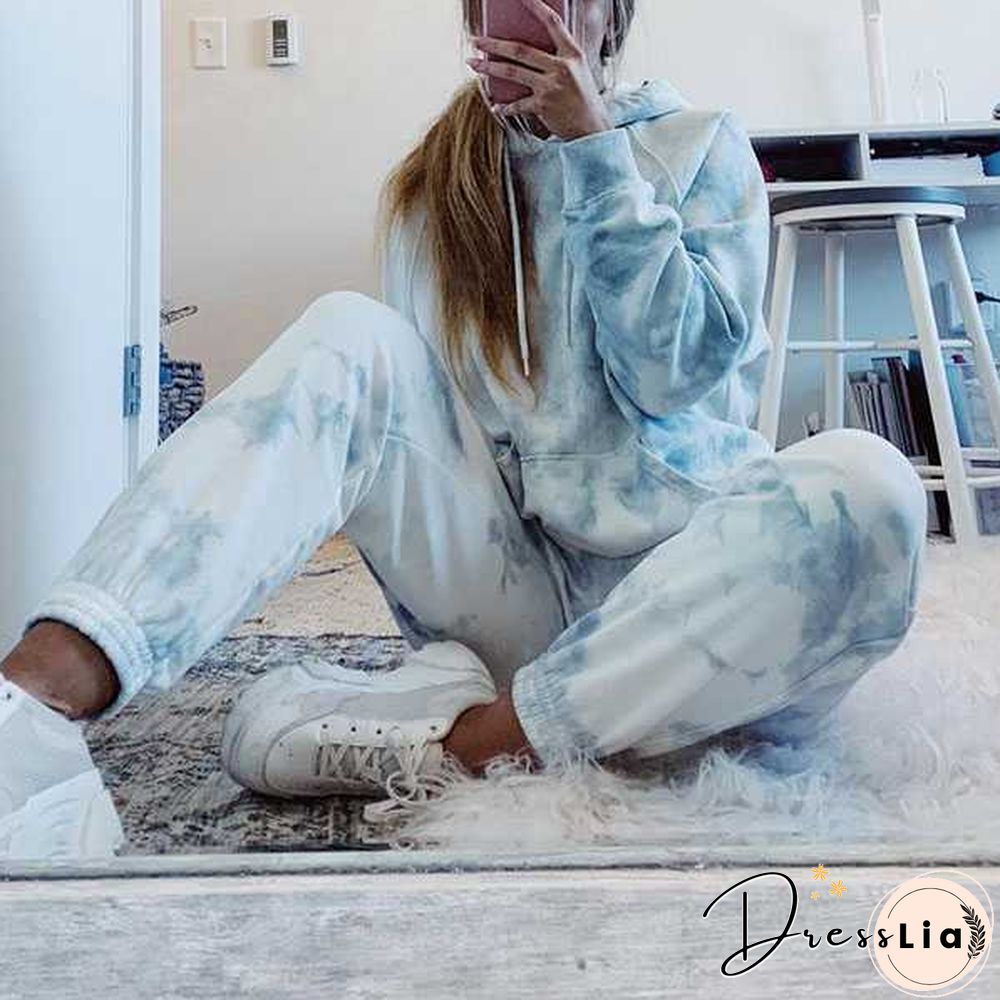 Matching Tie Tye Two Piece Sets Dyed Hoodie And Pants