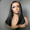 Bob Wigs 100% Human Hair Straight Wig 13x4 Full Lace Frontal Wig 16inches Black Hair Pre Plucked 