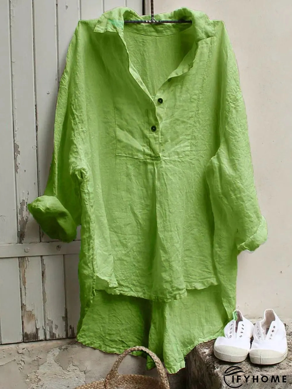 Causal Women Tuxedo Linen Shirt Tunic Dress | IFYHOME