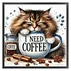Coffee Cat-Partial 11CT Stamped Cross Stitch Bead Embroidery 36*36cm/14.17*14.17in tapestrymarket