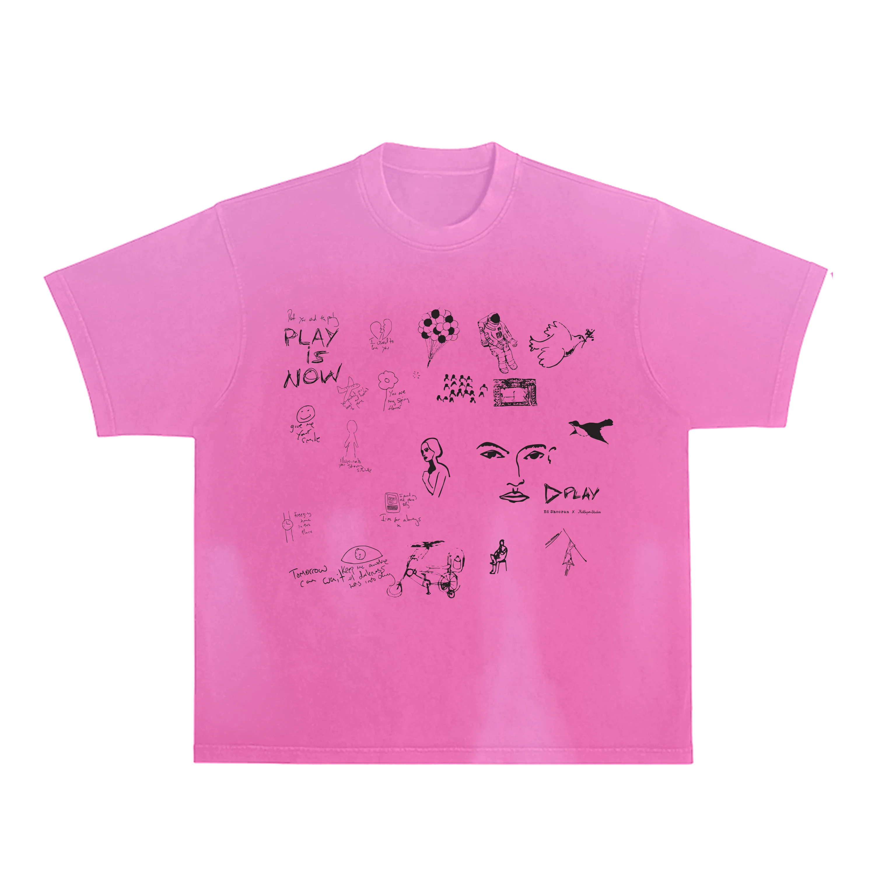 "ed sheeran pink play sketch graphic t shirt illustrated artwork"