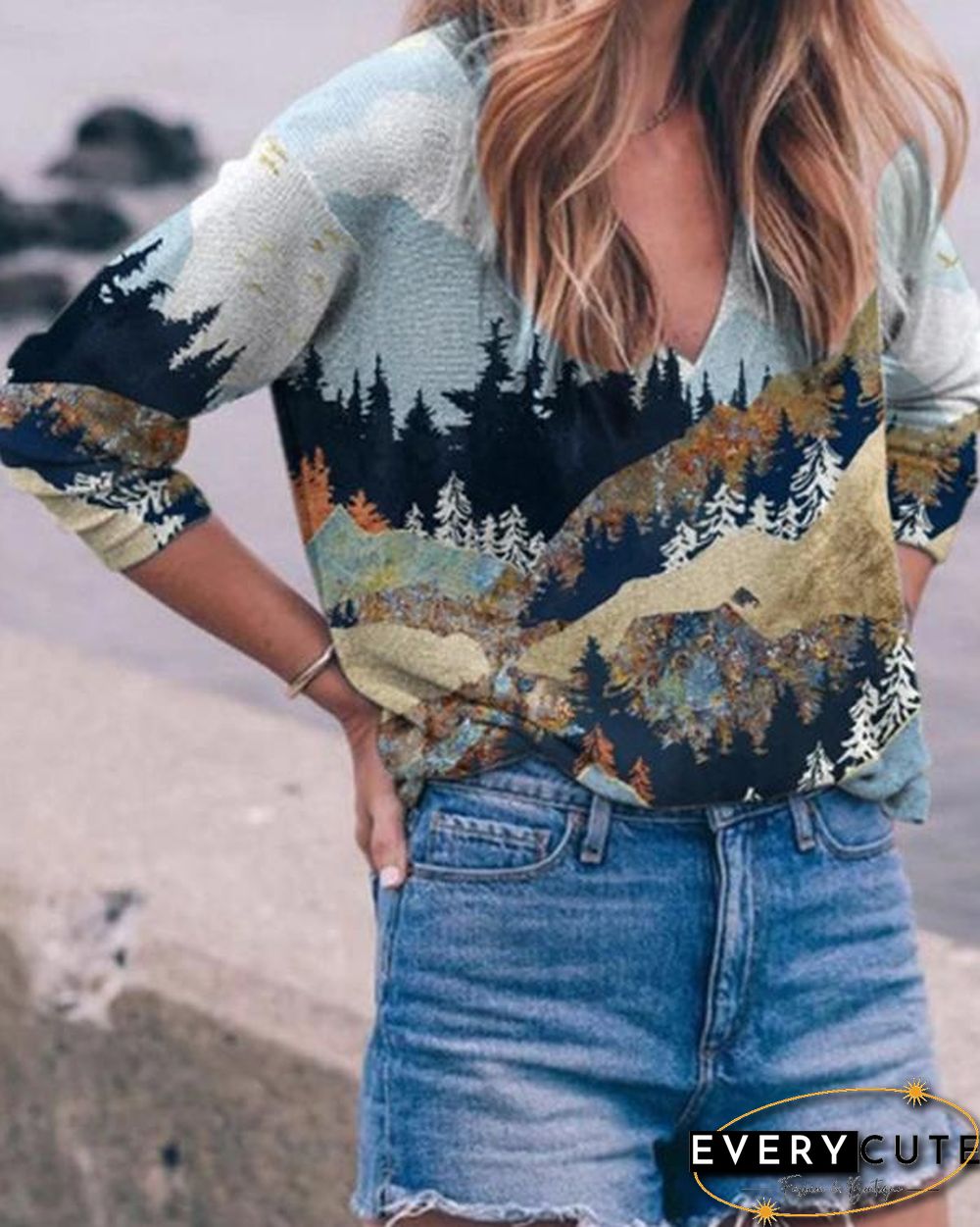 Women Printed Long Sleeve Casual Sweatshirts