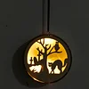 Lumi&egrave;re LED creuse ronde en bois d'Halloween