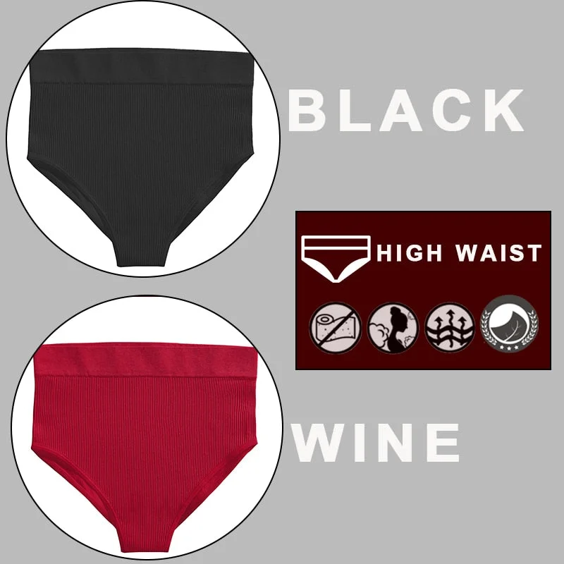 FINETOO 2PCS/Set Sexy Women Panties Underwear 10 Solid Colors Underpants For Girls High Waist Bodyshaper Briefs Seamless Pantys