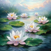 Lotus Pond - Diamond Painting