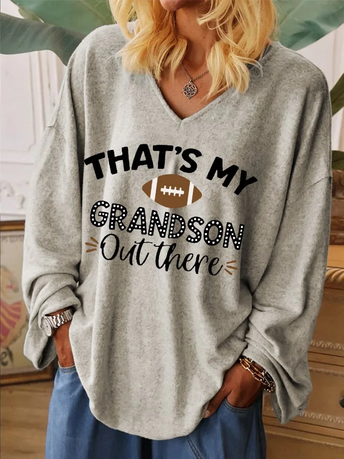 Women's That's My Grandson Out There Football Grandma Casual Long-Sleeve T-Shirt socialshop