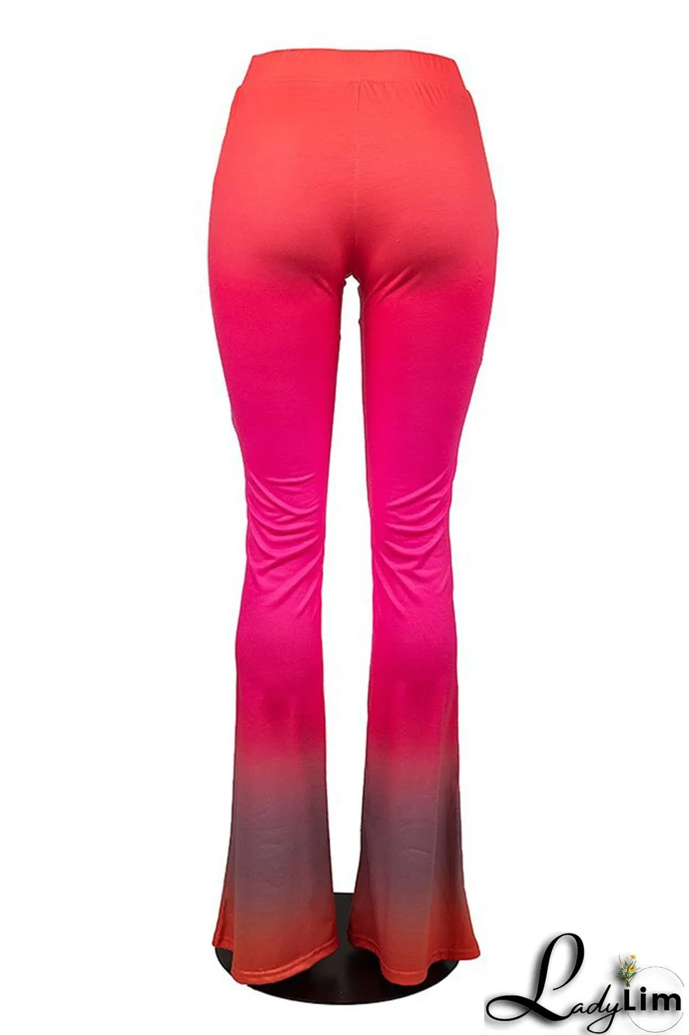 Red Fashion Casual Gradual Change Print Basic Regular High Waist Trousers