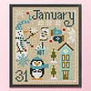 January Animal House Partial 14CT 2 Strands French DMC DIY Counted Cross Stitch Kits for Beginners Adults Home Decor Cross Stitch Patterns Arts Craft Kits 19x22cm