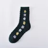 3D Jacquard Flower Cotton Medium Height Women Socks 