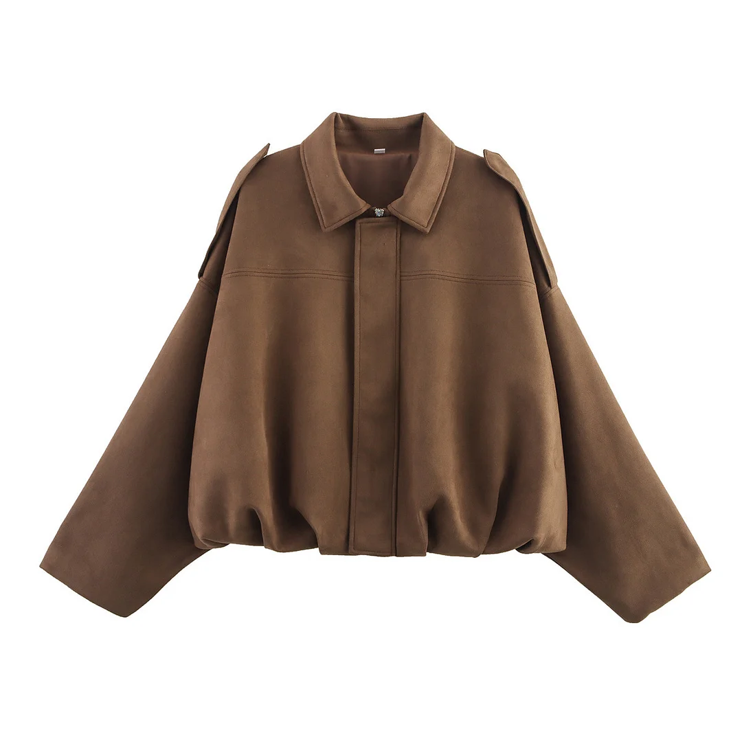 Nigikala Nigikala Color 2025 Spring And Autumn Leisure Tuffen Texture Collar Pilot Jacket Women B88824