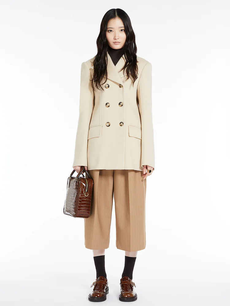 Double-faced woollen cloth pea coat - IVORY