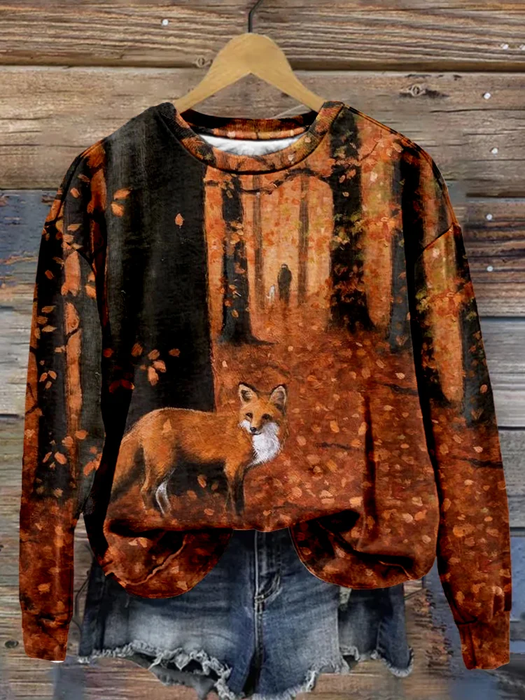 Fox in the Forest Graphic Comfy Sweatshirt