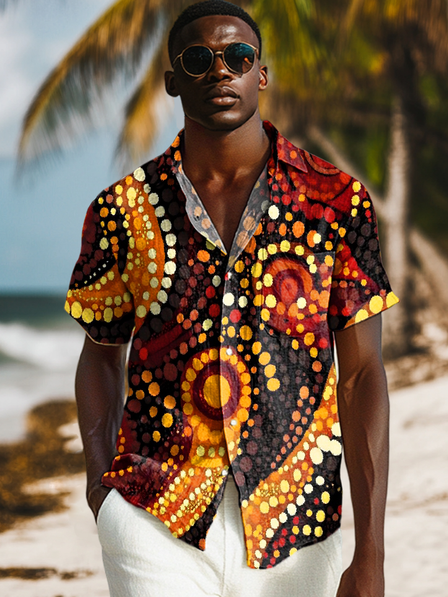 Tribal Polka Dots Art Print Casual 100% Cotton Shirt