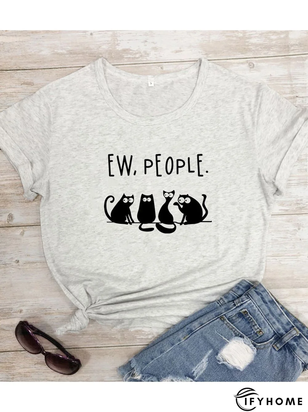 Casual Plus Size Printed Short Sleeve Tee Shirts Tops | IFYHOME