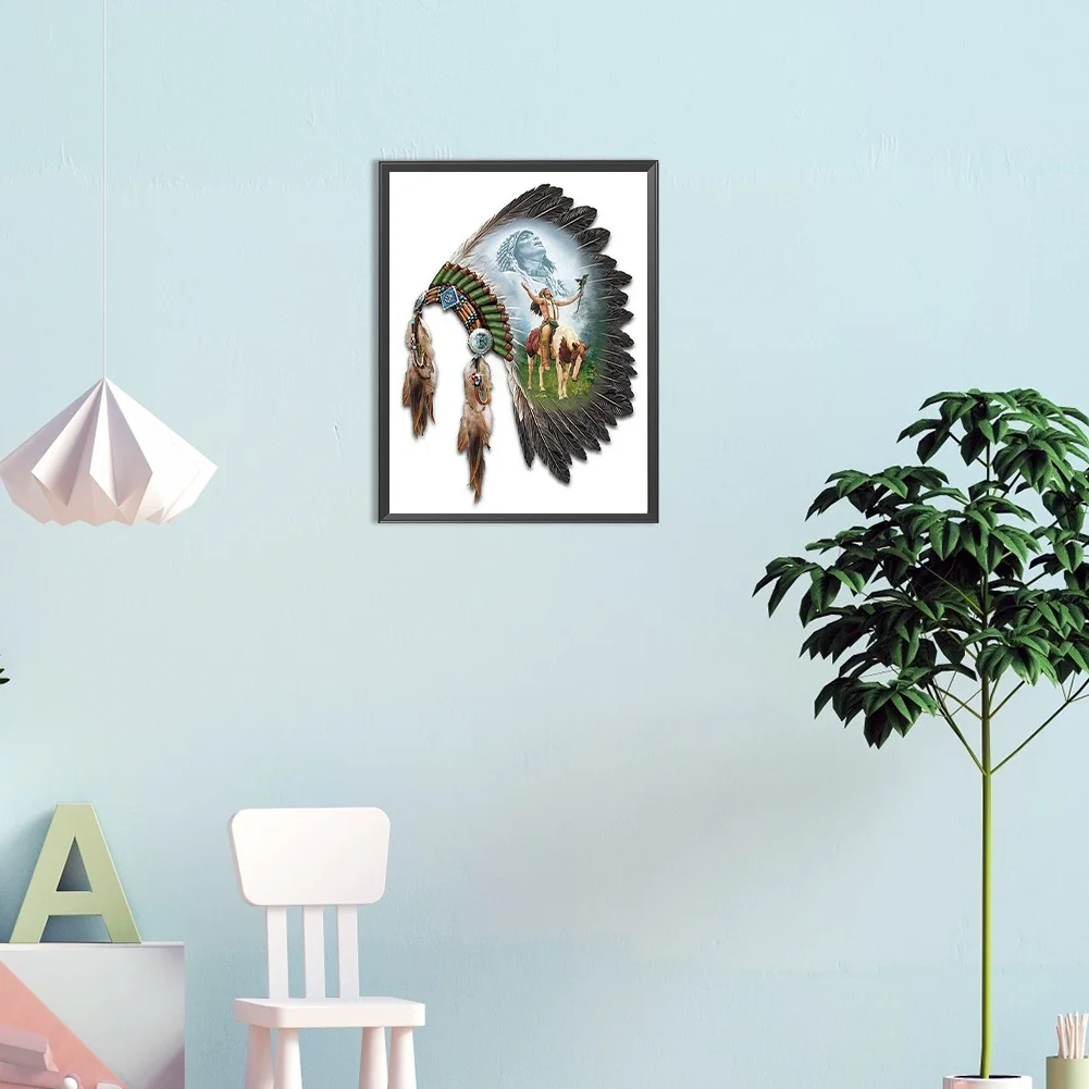 4pcs/Set Diamond Painting - Full Round Drill - Indian Headdress(Canvas|30*40cm)