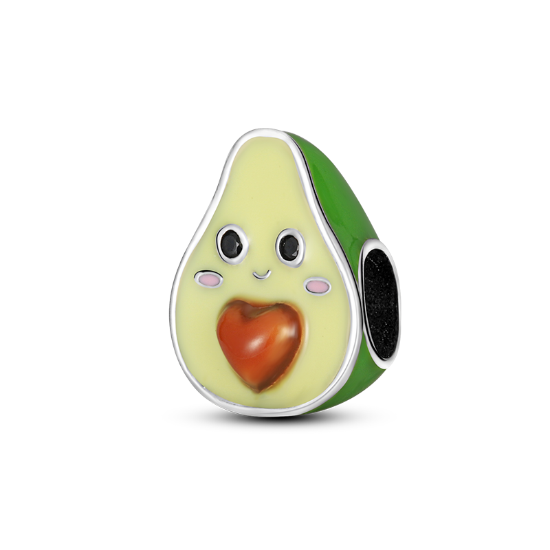 Genuine 925 Sterling Silver Avocado Pendant Clear CZ Charm fit Charm Bracelet DIY Jewelry KTC088