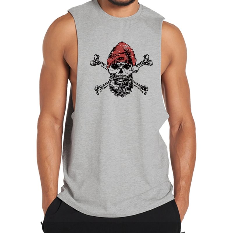 Cotton Christmas Skull Men's Tank Top tacday