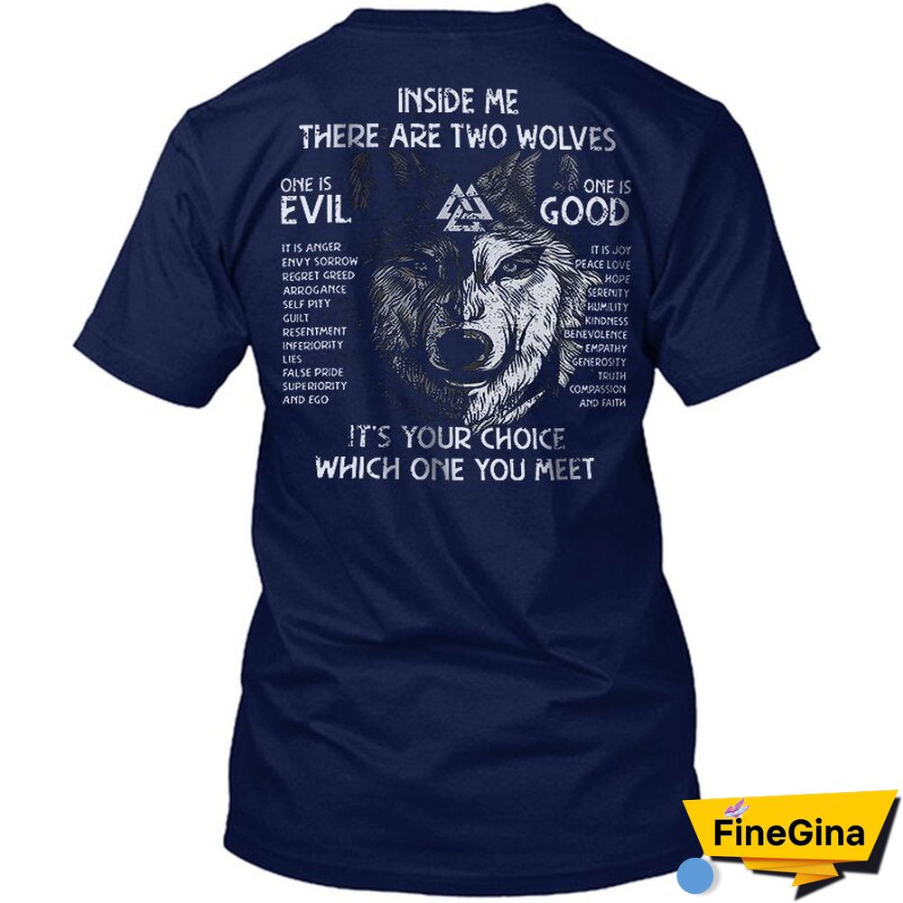 Blue Viking Inside Me There Are Two Wolves Mens Letter Print Gym Tee