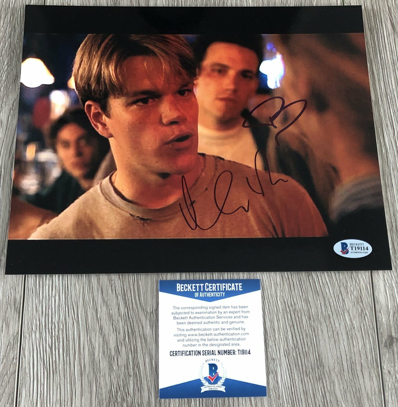 MATT DAMON & BEN AFFLECK SIGNED GOOD WILL HUNTING 8x10 Photo Poster painting & BECKETT BAS COA