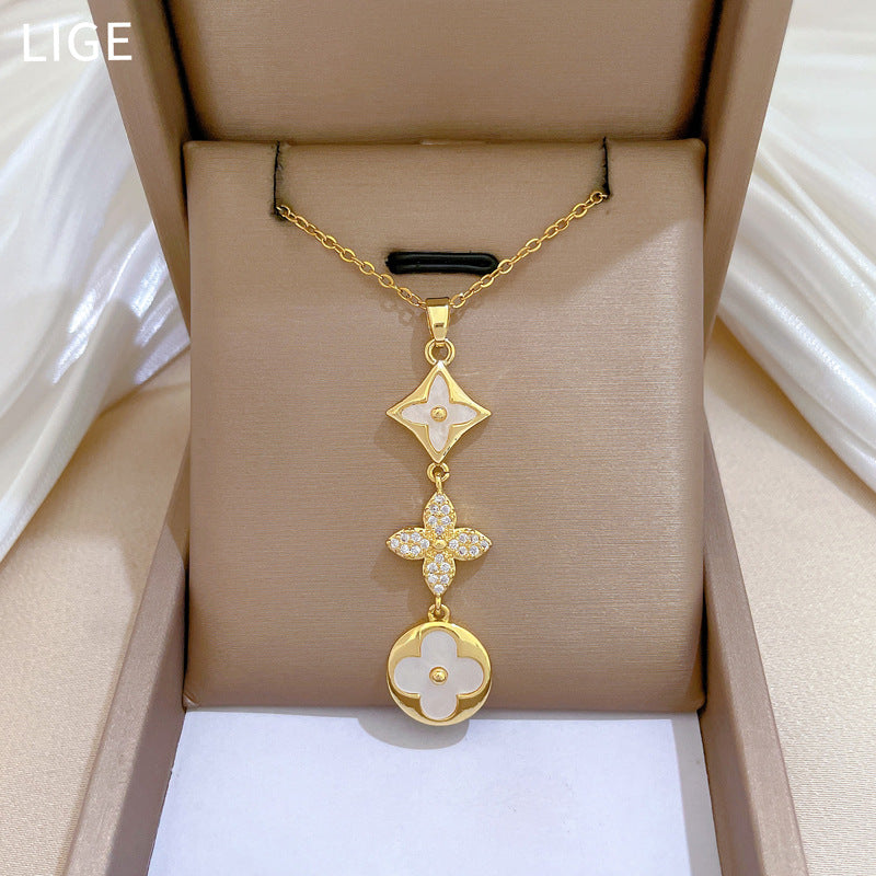 Korean Cosmos Geometric Titanium Steel Electroplating Earrings