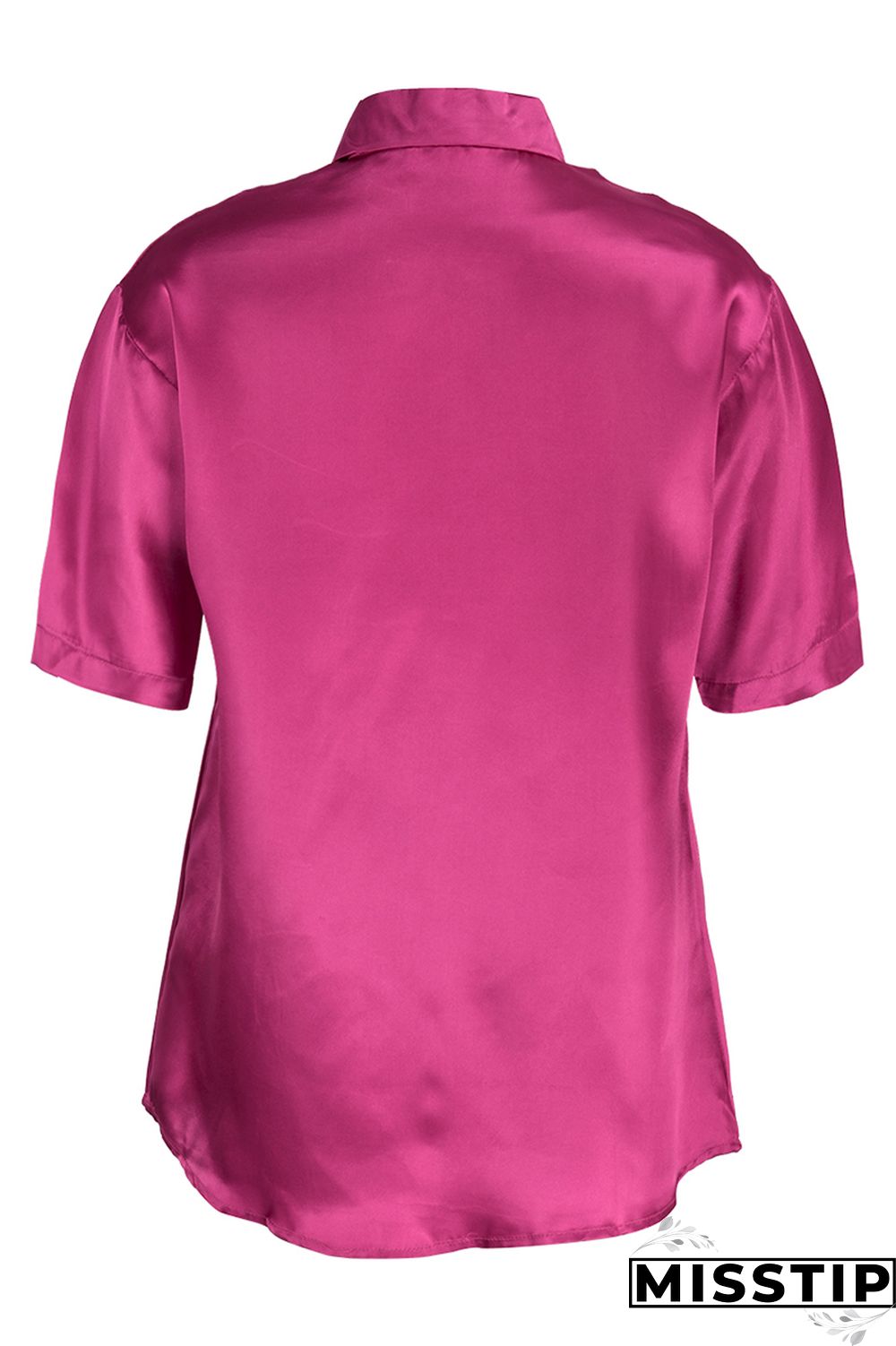 Rose Red Fashion Casual Solid Basic Turndown Collar Short Sleeve Two Pieces