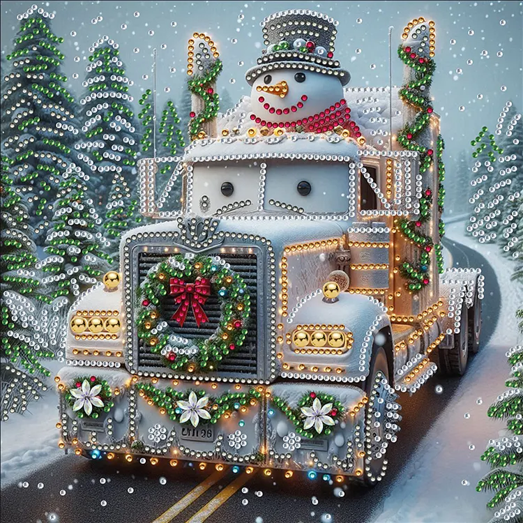 Snowy Snowman 30*30cm (Canvas) Special Shaped Drill Diamond Painting gbfke