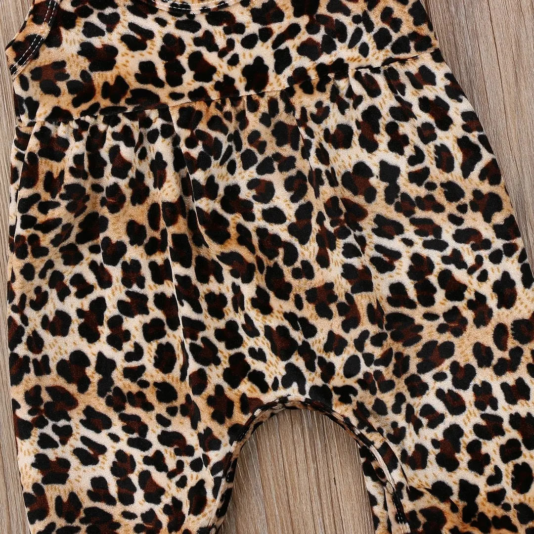 2018 Brand New Cute Newborn Toddler Infant Baby Girl Leopard Vest Romper Jumpsuit Harem Pants Sleeveless Sunsuit Outfits Clothes