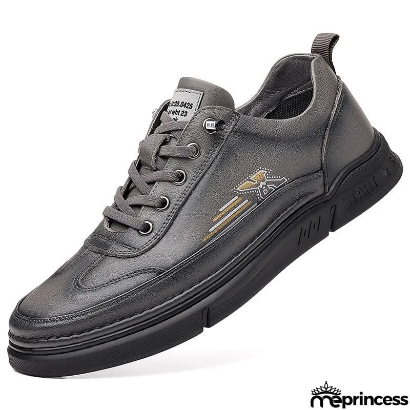Fashion Hand Stitch Lace Up Genuine Leather Men Shoes
