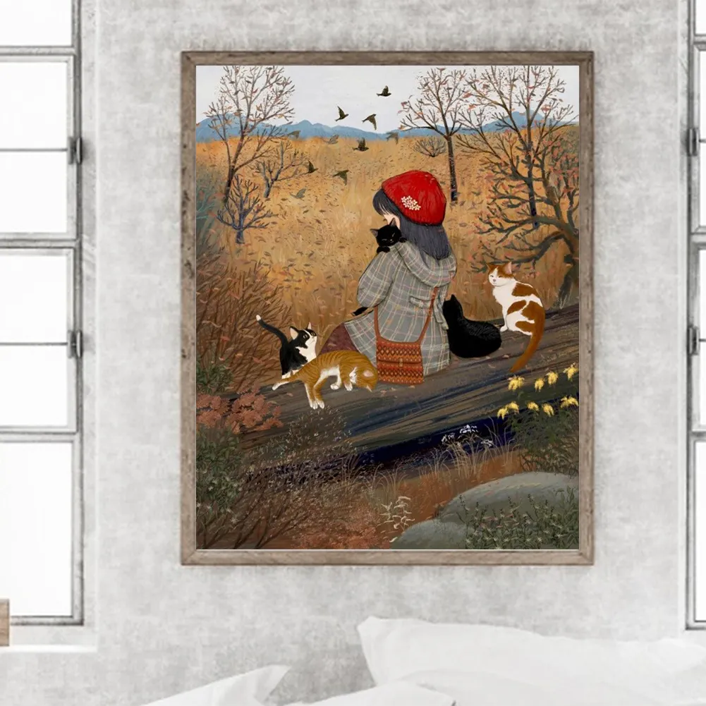 Full Round Diamond Painting 40*50cm - Autumn Atmosphere Girl