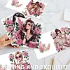 6Pcs Diamond Painting Pink Rose Lady Greeting Card Set with Envelopes for Birthdays Thanksgiving & Special Occasion