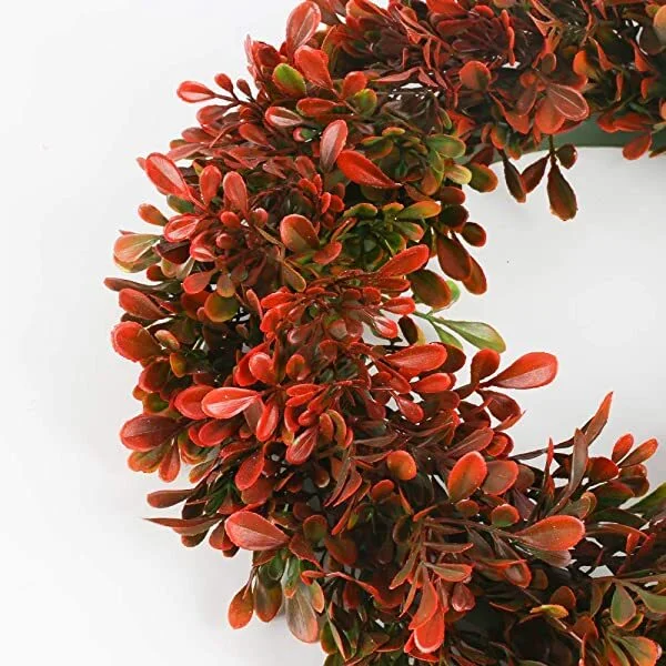 Artificial Red Boxwood Wreath Fall Wreaths 2021
