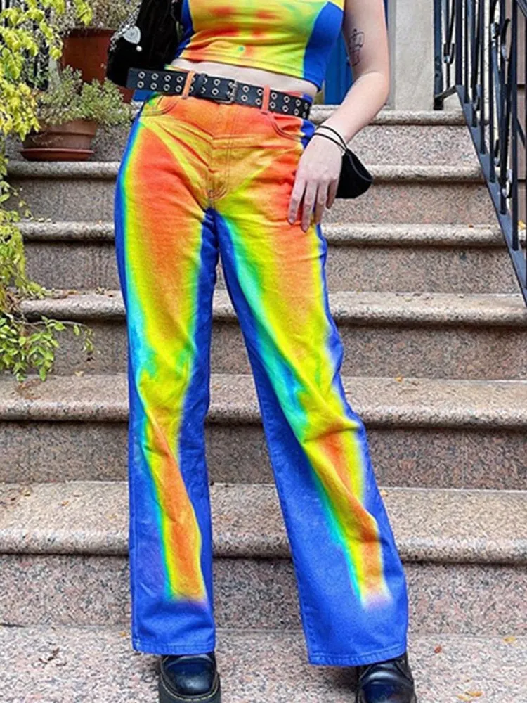 Weird Puss Y2K Sexy High Waist Pants Women Aesthetic Print Casual Baggy Straight Trousers Streetwear Wild Autumn Trend Bottoms