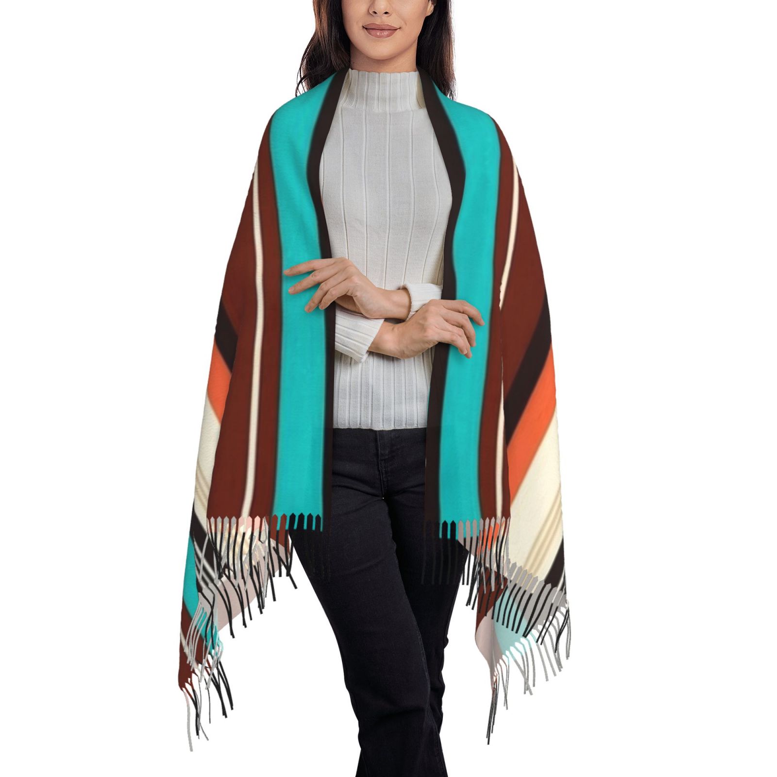 Vintage Geometric Striped Scarf artswardrobe