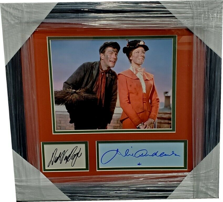 Dick Van Dyke Julie Andrews Autographed cuts Framed W Photo Poster painting Mary Poppins